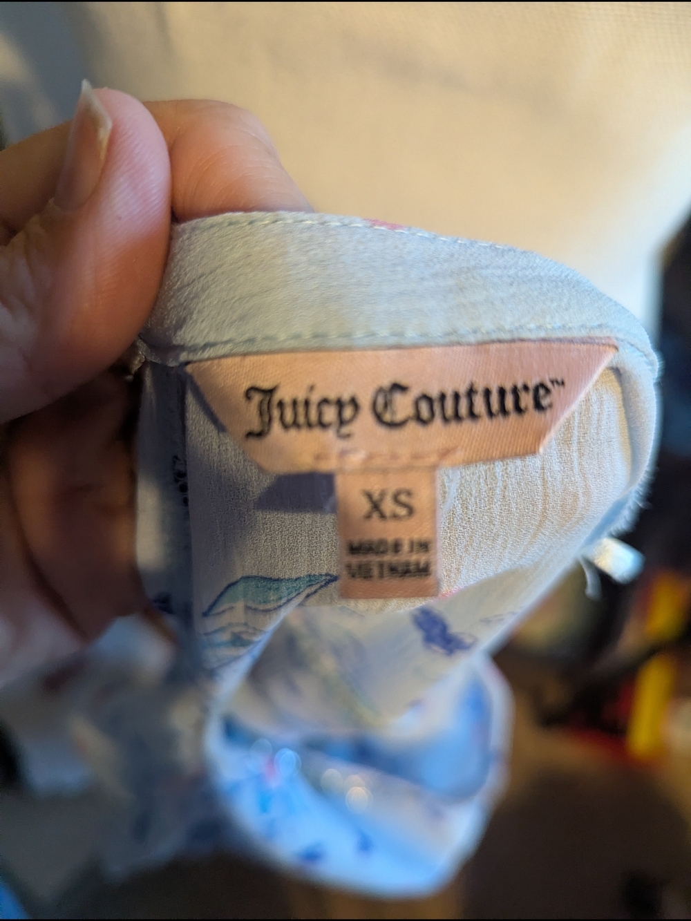 Juicy Couture Light Blue Floral Ruffle Dress with Pink & Blue Accents - Picture 2 of 4